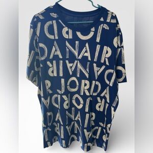 AOP Jordan Allover Navy T-Shirt with Red Logo Allover Print